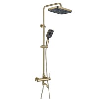 ΣΤΗΛΗ ΝΤΟΥΣ 3 ΕΞΟΔΩΝ,PVD*ΧΡΥΣΗ ΣΑΤΙΝΕ-BRUSHED GOLD  SQUARE